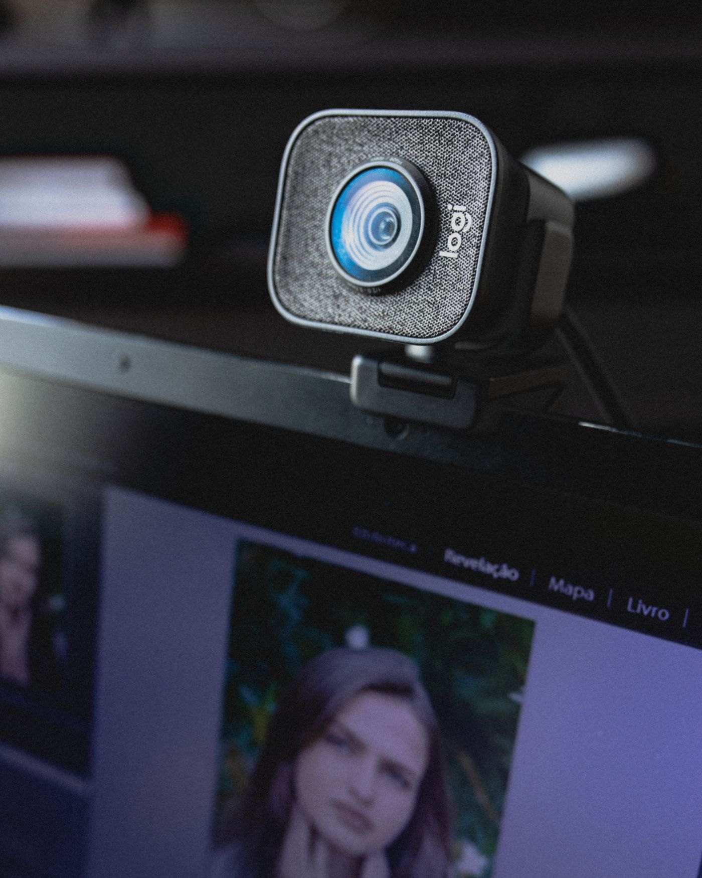 Webcam clipped to the top of a laptop display